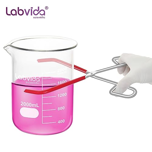 Labs Beaker Tongs, Red Rubber Coated Ends, Nickel Plated 1/4" Steel, for 50mL - 2000mL Capacity, Durable Beaker Clip Pliers Tool Used in Laboratories and Household - style: 1 PC of Lab Beaker Tong