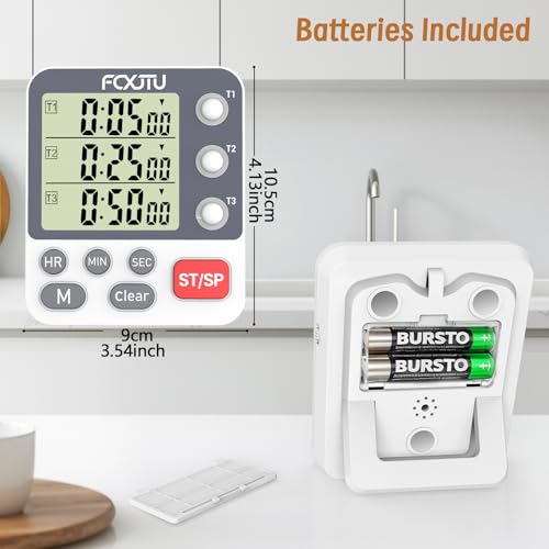 Digital Dual Kitchen Timer, 3-Channel Magnetic Countdown Timer for Cooking - size: Triple Timer