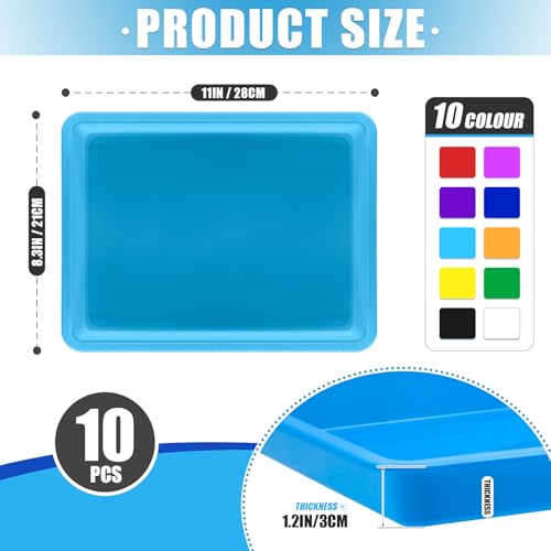 10 Pack Colorful Plastic Art Trays,10 Colors Activity Crafts Tray,Multicolor Art Serving Tray,Activity Plastic Art Trays for DIY Projects,Beads,Painting,Jewelry