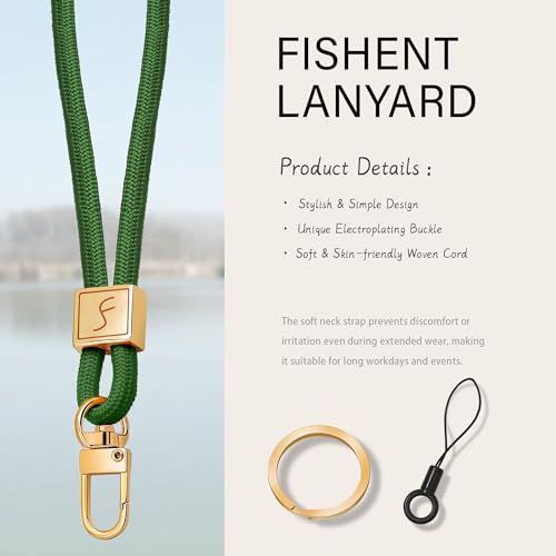 Fishent Lanyard, Cute Neck Lanyards for Keys ID Badges Holder, Keychain Key Teacher Lanyard with Safety Breakaway Buckle for Women Men, Dark Green - color: Dark Green