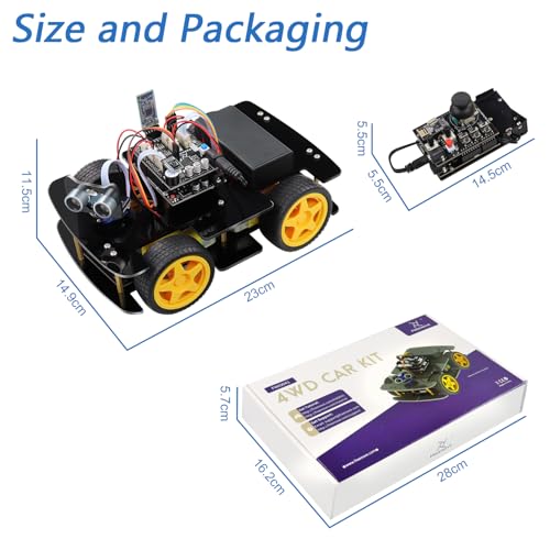 Freenove 4WD Car Kit with Remote (Compatible with Arduino IDE), Line Tracking, Obstacle Avoidance, Wireless Control App, Ultrasonic Sensor Motor Servo - color: With Remote