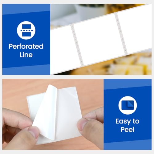 LLIKED 2"x2" Removable Labels 750 Thermal Labels with No Residue - size: 750 labels