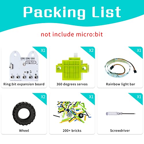 ELECFREAKS microbit Ring:bit 6-in-1 Starter Kit, Programmable Makecode Coding Learning Kit with 200+ Building Blocks(Without Micro:bit) (Pack of 5) - size: Small (Pack of 5)