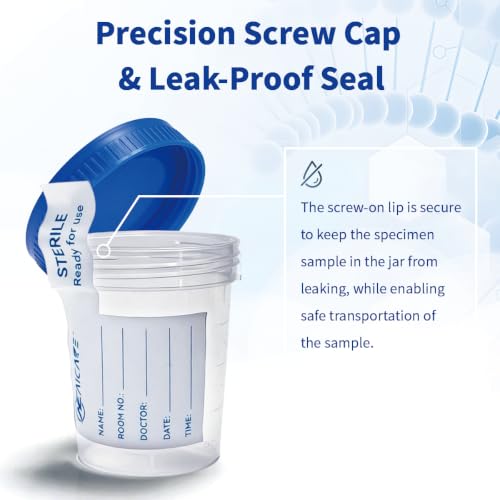 Sealed Pee Collection Cup, 8 Pack Large Urine Collection Cup with Leak-Resistant Screw for Secure Collection of Pee, Stool, 4 oz