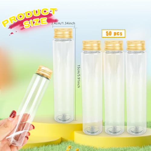 50 Pcs Plastic Test Tube with Screw Cap 110 ml Clear Test Tubes with Lid Transparent Candy Tube Flat-Bottomed Test Tube for Bath Salt Wedding Party Gumball Candy Storage (Color Style 2) - color: Color Style 2