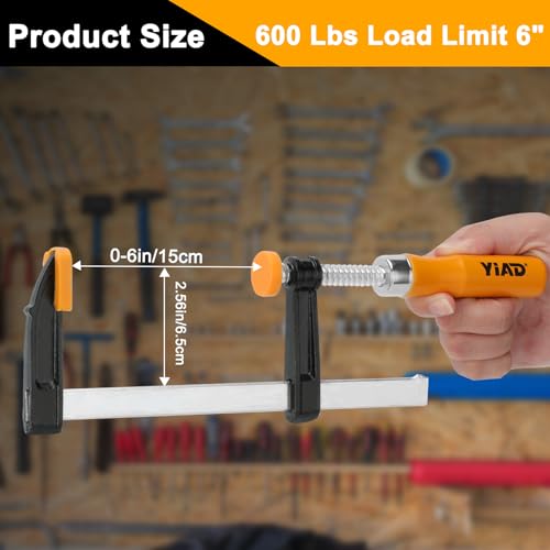 4-Pack Bar Clamps for Woodworking, 6-inch Clamps Heavy Duty Steel F-Clamp Sets with 300 lbs Load Limit with Ergonomic Handle, Ideal for Home Renovation, Workshops, and Woodworking Projects - color: 4 Pack-6 Inch