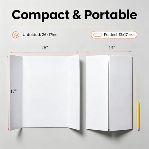 Trifold Poster Board, White Corrugated Presentation Board with Double Sided Tapes, Display Board for School Project, Science Fair (13=24x16) - color: 13=24x16