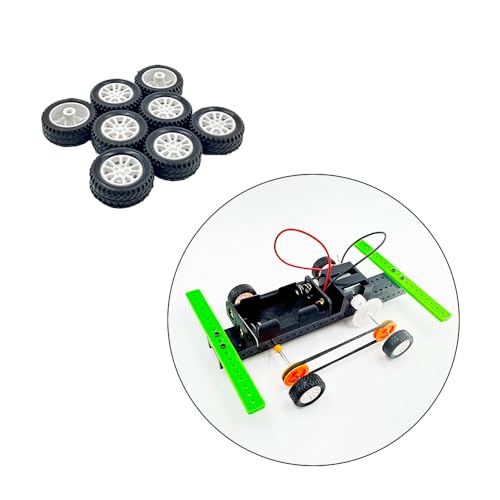 8PCS Toy Car Wheel RC Car Rubber Tire Wheel with Metal Shaft Axles for RC Car Truck Robot DIY Model Car Building Parts (2x20mm) - style: 2x20mm