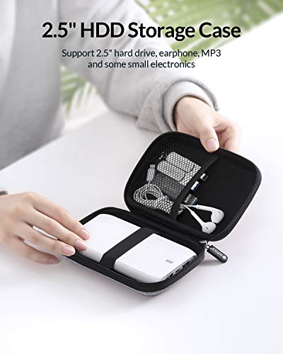 ORICO Hard Drive Case 2.5 inch External Drive Storage Carrying Bag Waterproof Shockproof with Inner Size 5.5x3.5x1.0inch for Organizing HDD and Electronic Accessories,Grey(PHD-25) - color: Grey