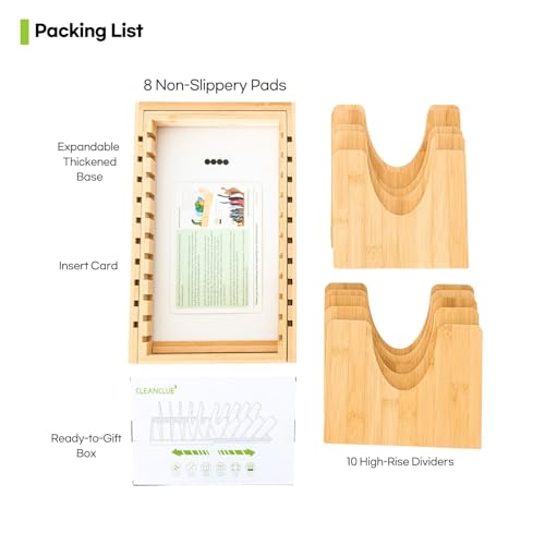 Pots and Pans Organizer under Cabinet Expandable Bamboo Pot Lid Holder Rack - color: Natural