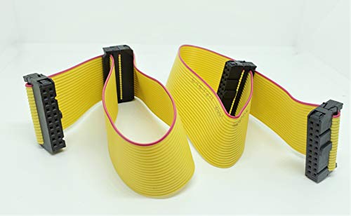 PC Accessories - Connectors Pro 20P 28cm 10 Inches Length 2-Pack Yellow Flat Ribbon Cable with 2.54mm FC 20 Pins 2x10 Female to Female Connector (20P-28cm-2PK) - size: 20P-28cm-2PK
