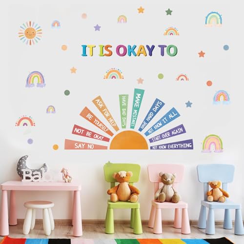 LHIUEM Positive Self-Affirmations Wall Decals Cute Mental Health Wall Decor - color: It is Okay to