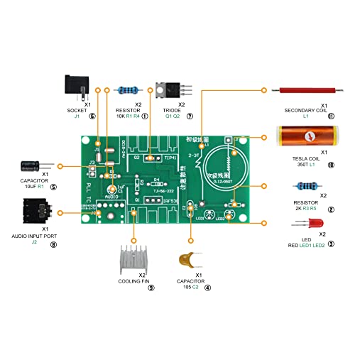 5in1 Soldering Practice Kit Mini Musical Tesla Coil, Plug-in Flowing Light,Doorbell, Sound-Activated Flowing Light, and Lucky Roulette Wheel Soldering Projects Soldering Practice for Teens - style: GreenTSL5IN1