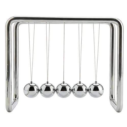 CERROPI Newtons Cradle, 25S+ Swing Time, Newton's Pendulum 5 Balance Balls, Gadget Desktop Decoration, Science Physics Toys for Home and Office