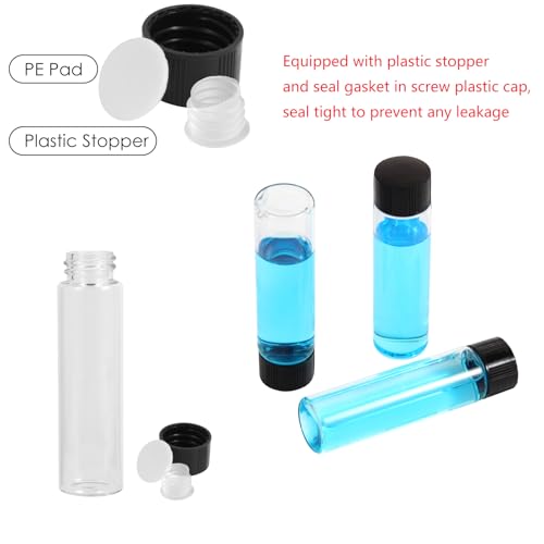 25PCS 20ml Clear Glass Small Vials with Screw Caps & Plastic Stoppers - size: 20ml