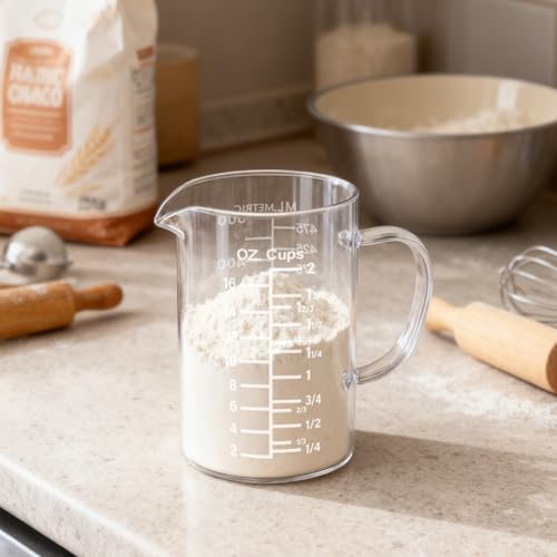 BCnmviku Graduated Glass Measuring Cup 16Oz/2Cups/500ml Easy to Read V-Shaped Spout - High Borosilicate Glass Measuring Cup for Kitchen or Dining (BC-500-oz)