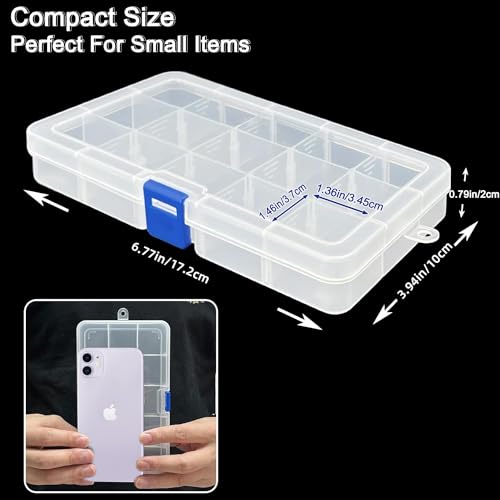 DUOFIRE Plastic Organizer Storage Box, Adjustable Divider 15 Grids, 4 Pack - color: White - 15 Grids, size: 4 pack