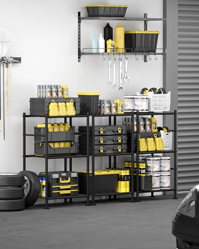 Sakugi 3-Pack Storage Shelves - 3-Tier Metal Wire Shelf Organizer, Slim Shelf Rack with Adjustable Feet for Laundry Room, Kitchen, Garage Organization, 18.2" x 12.3" x 30.4", Black - size: 18.2" x 12.3" x 30.4"