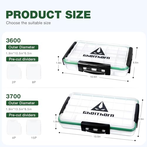 Ghosthorn Waterproof Fishing Tackle Box Organizer 3600 Lure Storage 1 Pack - size: 3600*1