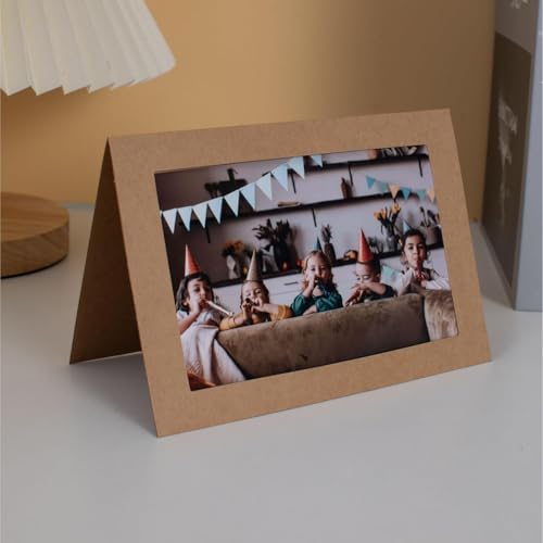 50 Sets Photo Frame Cards with Envelopes 5x7 Paper Picture Frames Bulk - color: Kraft, size: 5X7