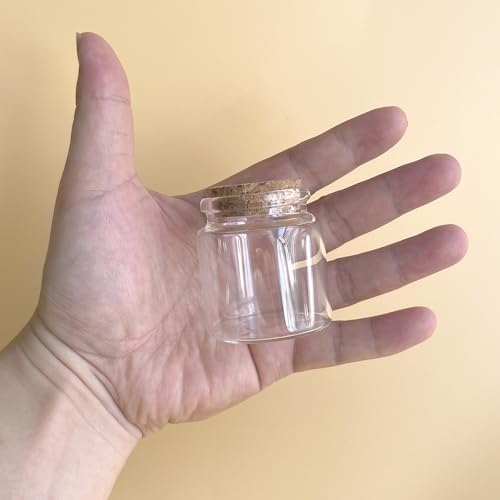 4 pcs 60ml Small Glass Bottles with Cork Stopper,Spell Jars,Decorative Bottle,Vials Jars,Cute Storage Jar,Wishing Bottle 47x50mm(1.85x1.97inch) - size: 47x50mm(1.85x1.97inch)