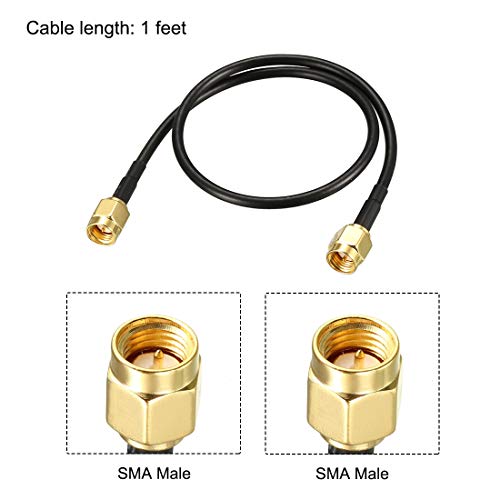 uxcell SMA Male to SMA Male Coaxial Cable 50 Ohm 1 Feet RG174 - size: 1 Feet