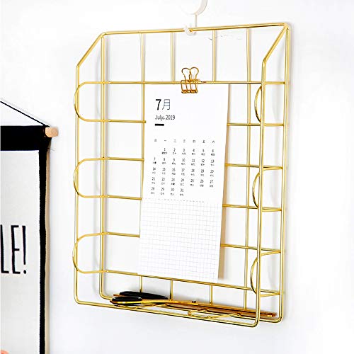 Gold 4-Tier Stackable Paper Tray Desk Organizer - color: Gold