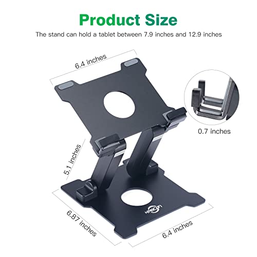 KABCON Tablet Stand,Adjustable Drawing Holder Eye-Level Aluminum Solid Stand for Desk, Portable Monitor, iPad Pro 9.7 10.5 Air Mini,Microsoft Surface Pro,Tab-Up to 15'' - color: Large-Black