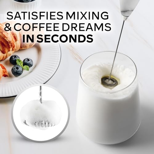 Zulay Kitchen Powerful Milk Frother Wand With Duracell Batteries - Ultra Fast Handheld Drink Mixer - Electric Whisk Foam Maker for Coffee, Lattes, Cappuccino & Matcha - Z1 Motor - Marble - color: 10 - Marble, size: Z1 Motor + Batteries