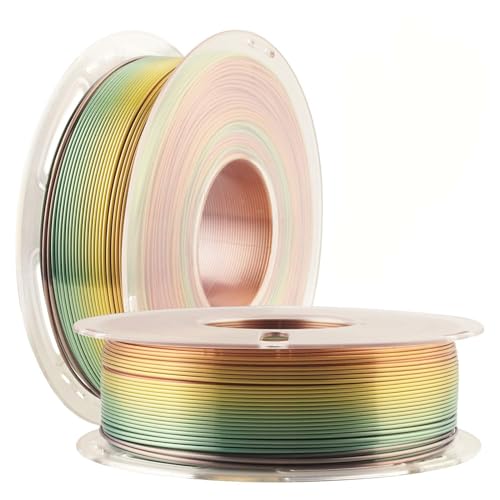 Silk Shiny Fast Color Gradient Change Rainbow Multicolored 3D Printer PLA Filament - 1.75mm 3D Printing Material 1kg 2.2lbs Spool, Widely Compatible for FDM 3D Printe by TTYT3D - color: Silk Fast Color Gradient Rainbow
