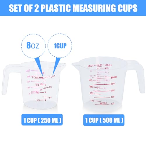 DTDNZKN 2 Pack Measuring Cup Set, 250ml (1-Cup) and 500ml (2-Cup) - size: 2 Pack