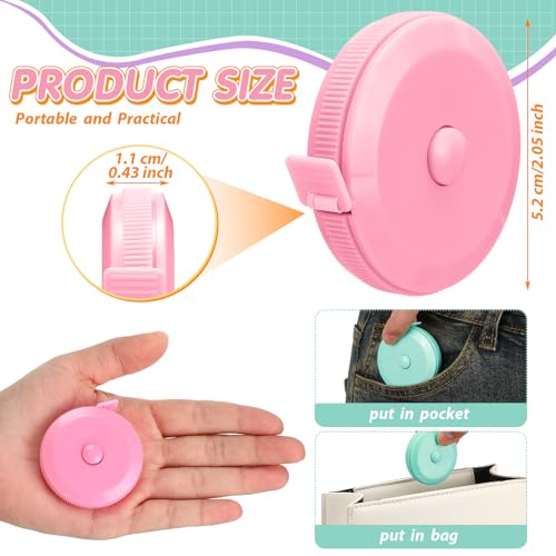 Kigeli 100 Pcs Retractable Measure Tape, Multicolor - color: Multicolor