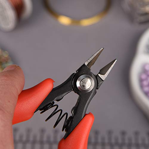 The Beadsmith Ultra Flush Cutter, 5 inches (127mm) with steel blades, orange comfort grip handle with return spring, tool for jewelry making, electronics or micro mechanics - size: 5 inches - Spring