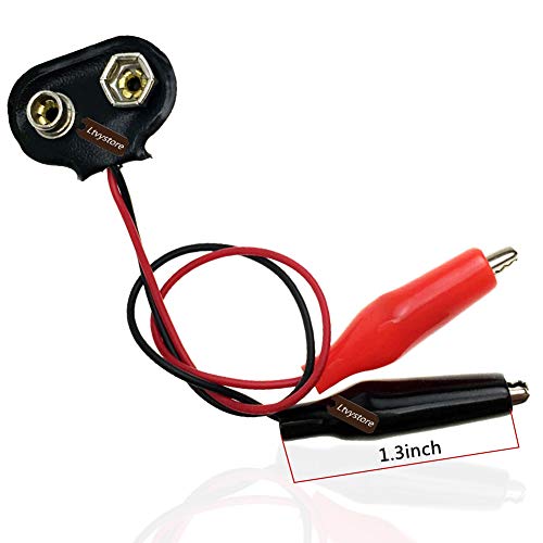 9V Battery Snap with Alligator Clips, 20Pcs 9 Volts Battery Clip to Dual Alligator Clip Adapter Cable 7.17Inch