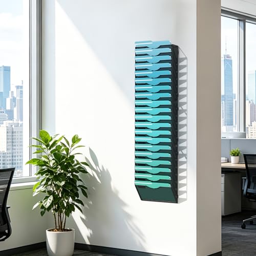 Gawerk 20-Tier Wall File Organizer Hanging Wall File Holder Wall Mount Paper Folder Organize - color: Black, size: 20-T