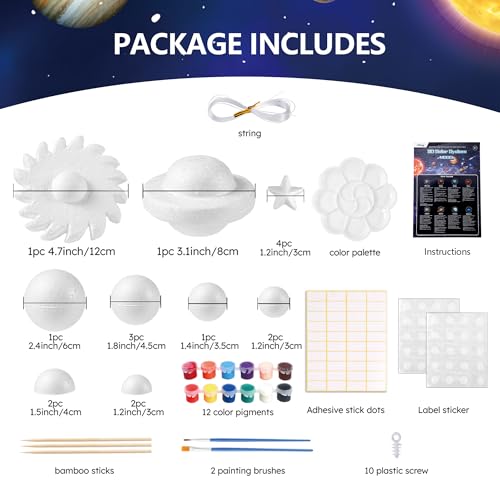 Pllieay 3D Solar System Model, Solar System Project Kit Include Display Box - style: 3D Solar System Model Kit