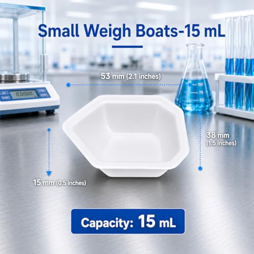 Small Weighing Boats, 15 mL, 100 Pack, Boat-Shaped Lab Weighing Dishes - size: Small - 15 mL