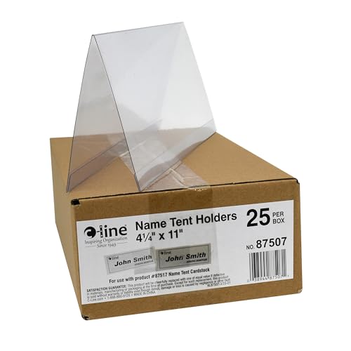 C-Line Rigid Plastic Name Tent Holders, 4.25 x 11, Clear, 25/PK (87507) - size: 4-1/4 x 11 Inches