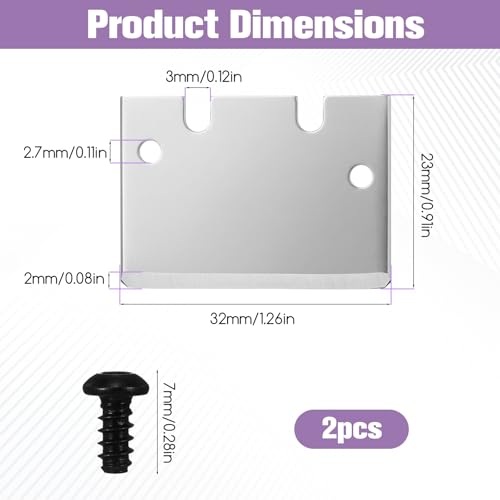 3Pcs Professional 3D Printer Scraper Blades, Steel Replacement Tips Compatible with Bambu Lab X1 P1 A1 Series, Sharp and Hardened Scraper Blades for Easy Separation of Prints, 3X Scraper & 6X Screws