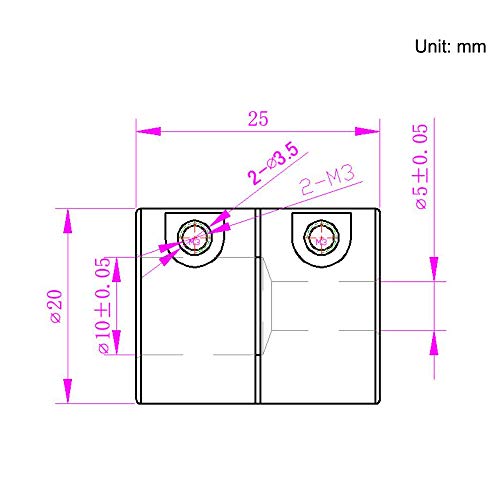 2 PCS 5mm to 10mm Shaft Coupling 25mm Length 20mm Diameter Coupler Aluminum Alloy for 3D Printer CNC Machine (5x10mm) - size: 5x10mm
