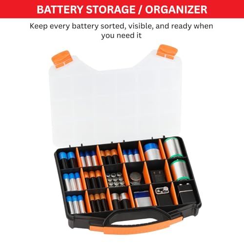 Andalus Tools Organizer Box, Small Parts Storage 18-Compartment Portable Hardware Organizer Removable Plastic Dividers for Screws, Nuts, Bolts, Nails – Orange (1 Pack, 12.75" x 10" x 1.75") - size: 1 Pack, 12.75" x 10" x 1.75"