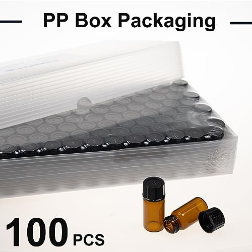 ALWSCI 100PCS 5ML Amber Tiny Glass Vials with Screw Caps - color: Amber Glass Sample Vial, size: 5ML 18*40MM