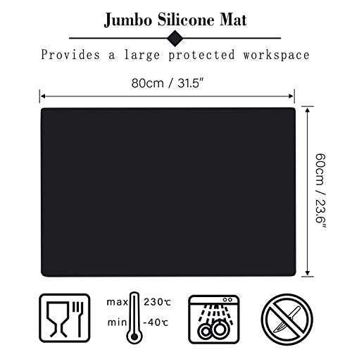 Gartful Extra Large Silicone Sheet for Craft, 31.5" x 23.6" x 0.07", Heat Resistant Countertop Protector, Multipurpose Mat, Black - color: Black, size: 23.6" x 31.5"