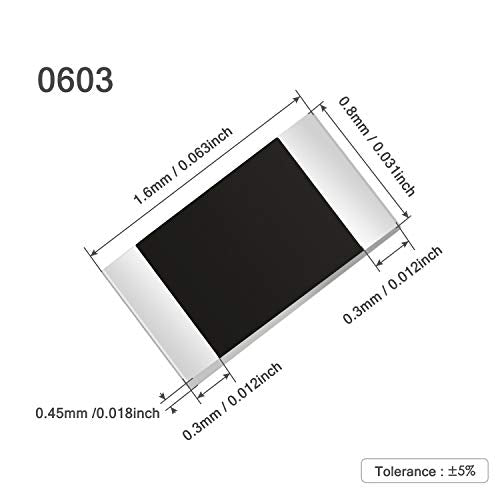 Chanzon 1200pcs 0603 SMD Resistor Kit 60 Values 0-10M ohm 1/10W Each 20pcs