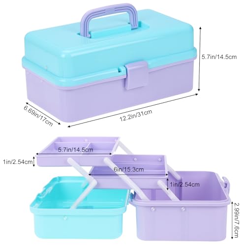 Tackle Box, 3-Layer Craft Sewing Medicine Art Hair Nails Tool Organizer - color: Purple and Blue