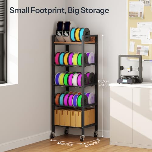 HOOBRO 3D Printer Filament Storage Rack with Wheels, Up to 48 Rolls