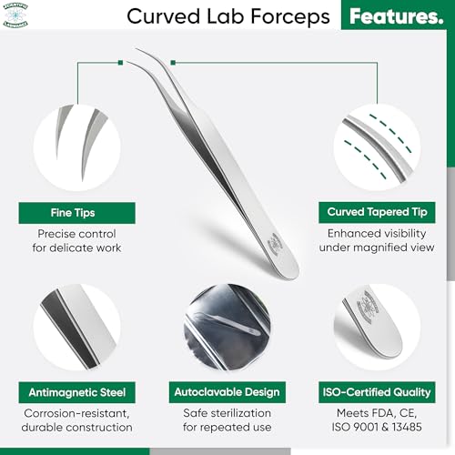 High Precision Stainless Steel Lab Forceps with Curved Very Fine Tips - style: Very Fine Tips