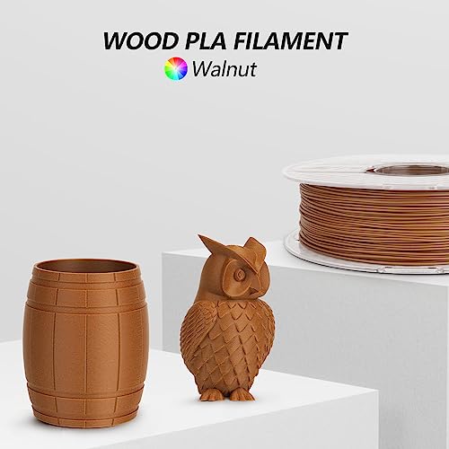 AMOLEN Wood PLA 3D Printer Filament 1.75mm Dark Walnut Real Wood Fiber 1KG - color: Walnut