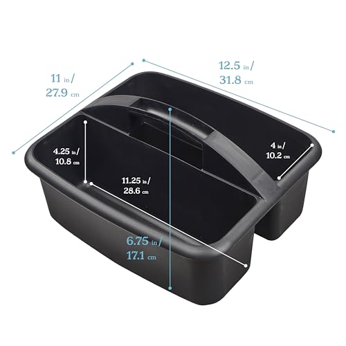 ECR4Kids 2-Compartment Large Storage Caddy Organizer, 6-Pack, Black - color: Black