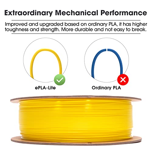 eSUN PLA Filament 1.75mm, High Toughness 3D Printer Filament Upgraded PLA Filament, Dimensional Accuracy +/- 0.03mm, 1KG Cardboard Spool (2.2 LBS) 3D Printing Filament for 3D Printers, Yellow - color: Yellow, size: PLA 1.75MM - 1KG